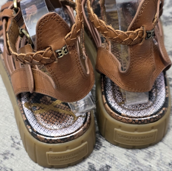 SAM EDELMAN Geana Gummy Bottom Leather Gladiator Platform Sandals 7.5 - Picture 5 of 6